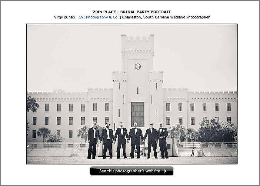 Charleston Wedding Photographers Virgil Bunao ISPWP Contest,,, results...  